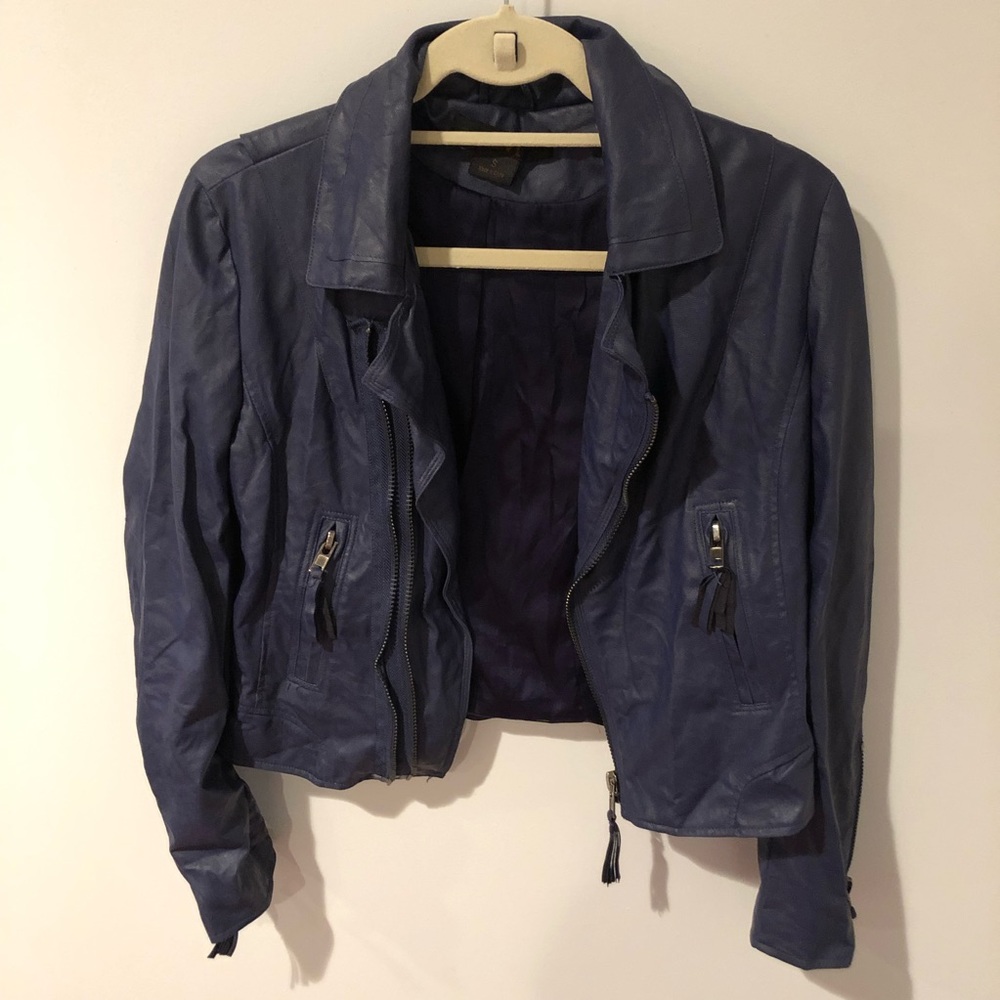 Indigo Faux Leather Jacket